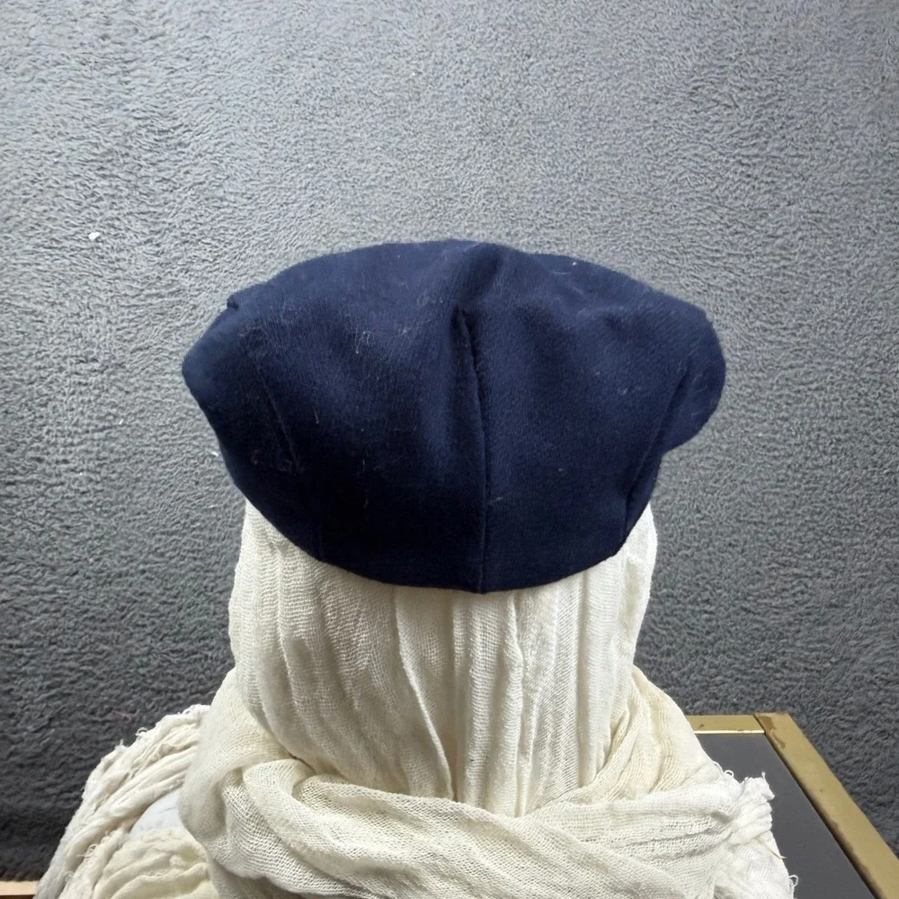 Vintage Country Gentleman Navy Wool Flat Newsboy Golf Cap Hat Made in USA Medium